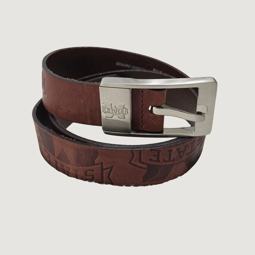 Eagles Wings Mississippi State Bulldogs Mens Brown Leather Belt MSU Size 36
